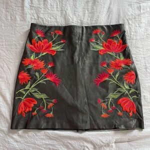 Express Y2K Black Skirt with Red Floral Embroidery 6 stylish vegan leather